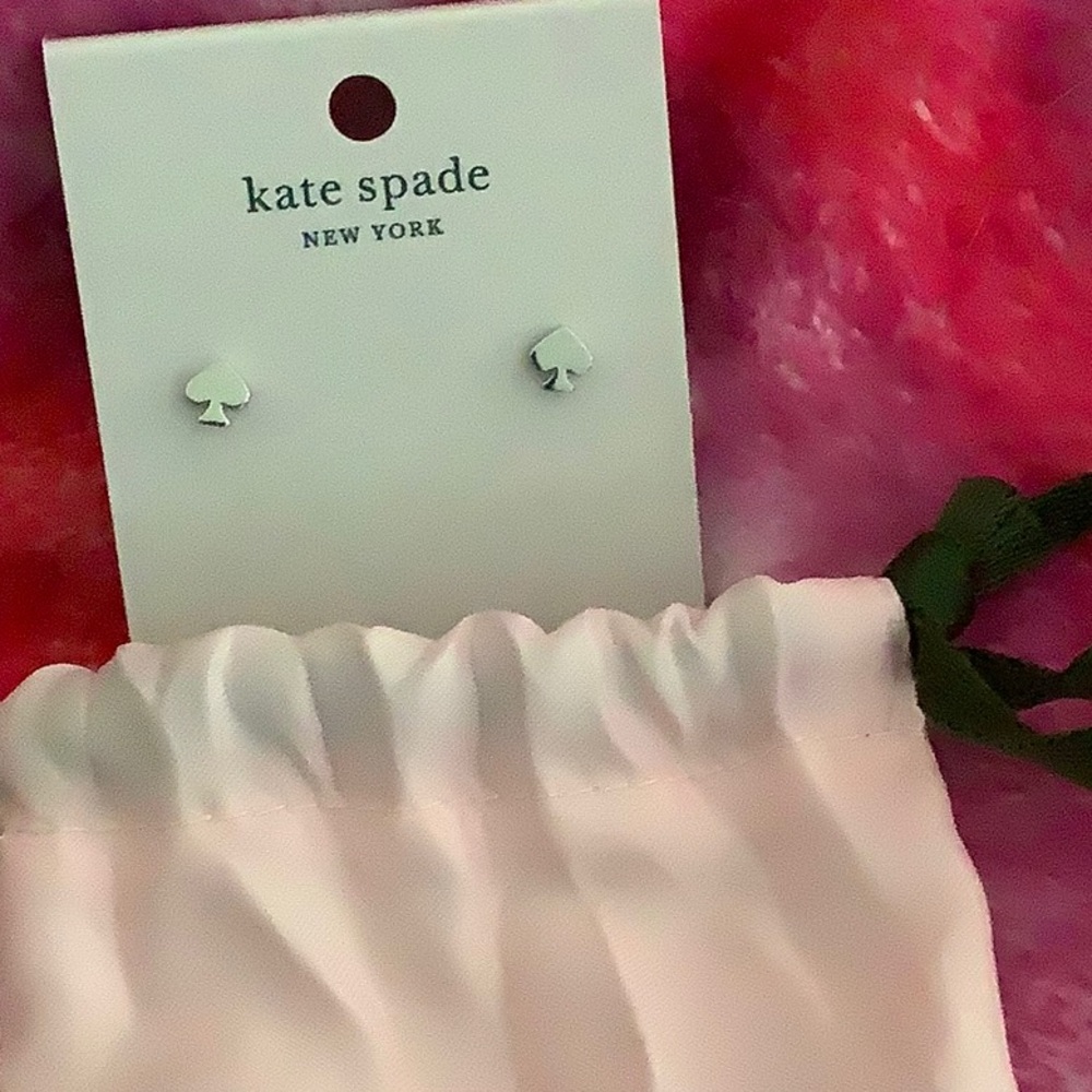 Kate Spade, New York, spade stud, earrings, silver tone